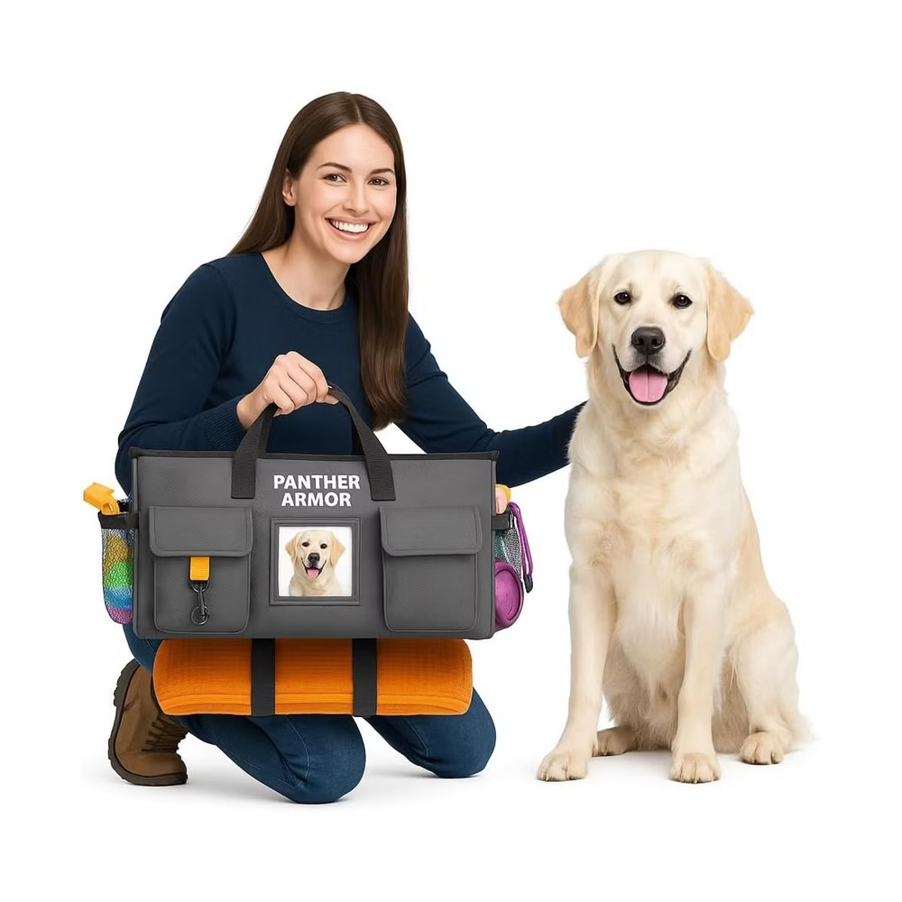 Panther Armor Dog Travel Bag 2-in-1 Portable Over Door Storage Slate Gray